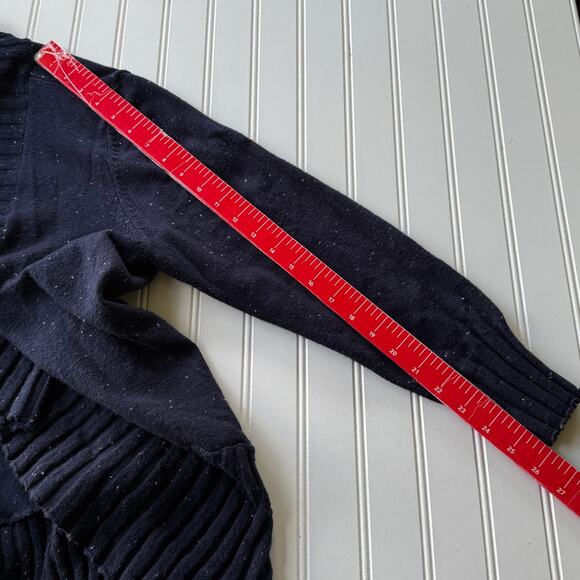 Talbots Navy Blue Speckled Ribbed open cardigan sweater size 1X/P - Picture 9 of 10
